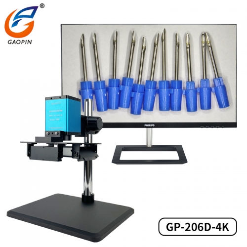 Gaopin自動對焦大視野顯微鏡GP-205D/206D-4K 測量電子相機四麵光源內置測量係統拍照錄像/USB3.0接電腦軟件