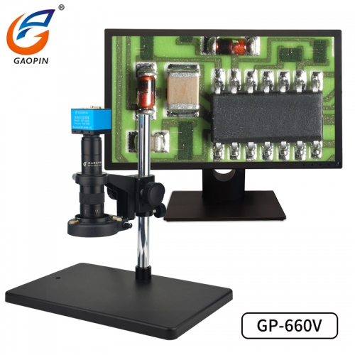 17c.一起草 在线原裝GP-660V 電子顯（xiǎn）微鏡高清工業專業高倍測量視（shì）頻顯微鏡連接電腦 CCD手機電路板維修放大3000/1000/倍